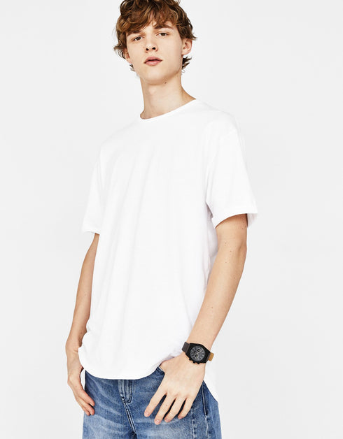 Watch with faux leather strap